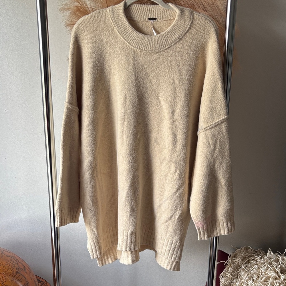 Free People Oversized Textured Cream Knit